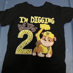 Black Toddler Shirt with Yellow Construction Theme